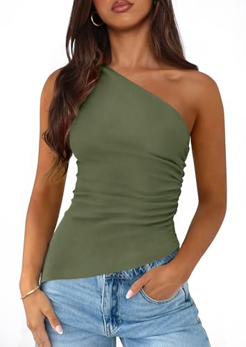 Image of PRETTYGARDEN One Shoulder Summer Tops for Women