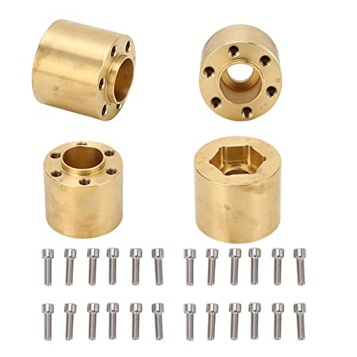 Rankomu 4 szt. mosiężny adapter do piasty sześciokątnej, poszerzony adapter do gąsienicy 1/10 RC, kompatybilny z kołami VP 4.8 cm i 5.6 cm, grubość 18,4 mm, piasta sześciokątna 12 mm