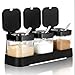Mlici Gewürzgläser mit Löffel und Deckel, Mehl Zucker Salz Aufbewahrung, 3-teilig Gewürzgläser Set Kaffee Organizer, Vorratsdose Schwarz für Mehl Zucker Salz Aufbewahrung ml Glas günstig Kaufen-Mlici Gewürzgläser mit Löffel und Deckel, Mehl Zucker Salz Aufbewahrung, 3-teilig Gewürzgläser Set Kaffee Organizer, Vorratsdose Schwarz für Mehl Zucker Salz Aufbewahrung