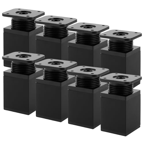 AKOLAFE 8 patas para muebles ajustables de 6 cm de alto, patas de metal negro para muebles, altura regulable, carga pesada, 30 kg, patas para muebles, patas de armario con tornillos para sofá,