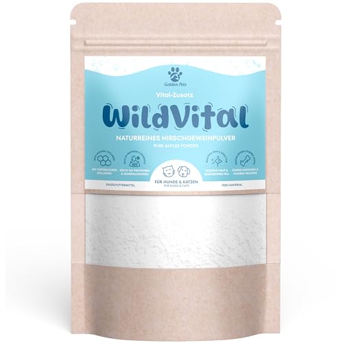 Hirschgeweihpulver für Hunde & Katzen - Mineralstoffversorgung 100% natürlich - Kollagen Pulver mit Protein, Calcium, Magnesium, Spurenelemente 200 g