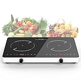 VBGK Double Induction Cooktop,120V Induction Burner Hot Plate with Knob Control,9 Power Levels, Kids...