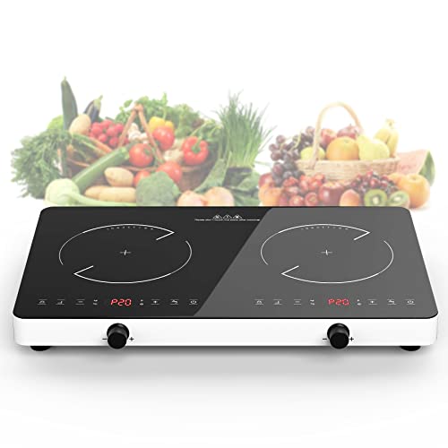 VBGK Double Induction Cooktop,120V Induction Burner Hot Plate with Knob Control,9 Power Levels, Kids Lock & Timer…