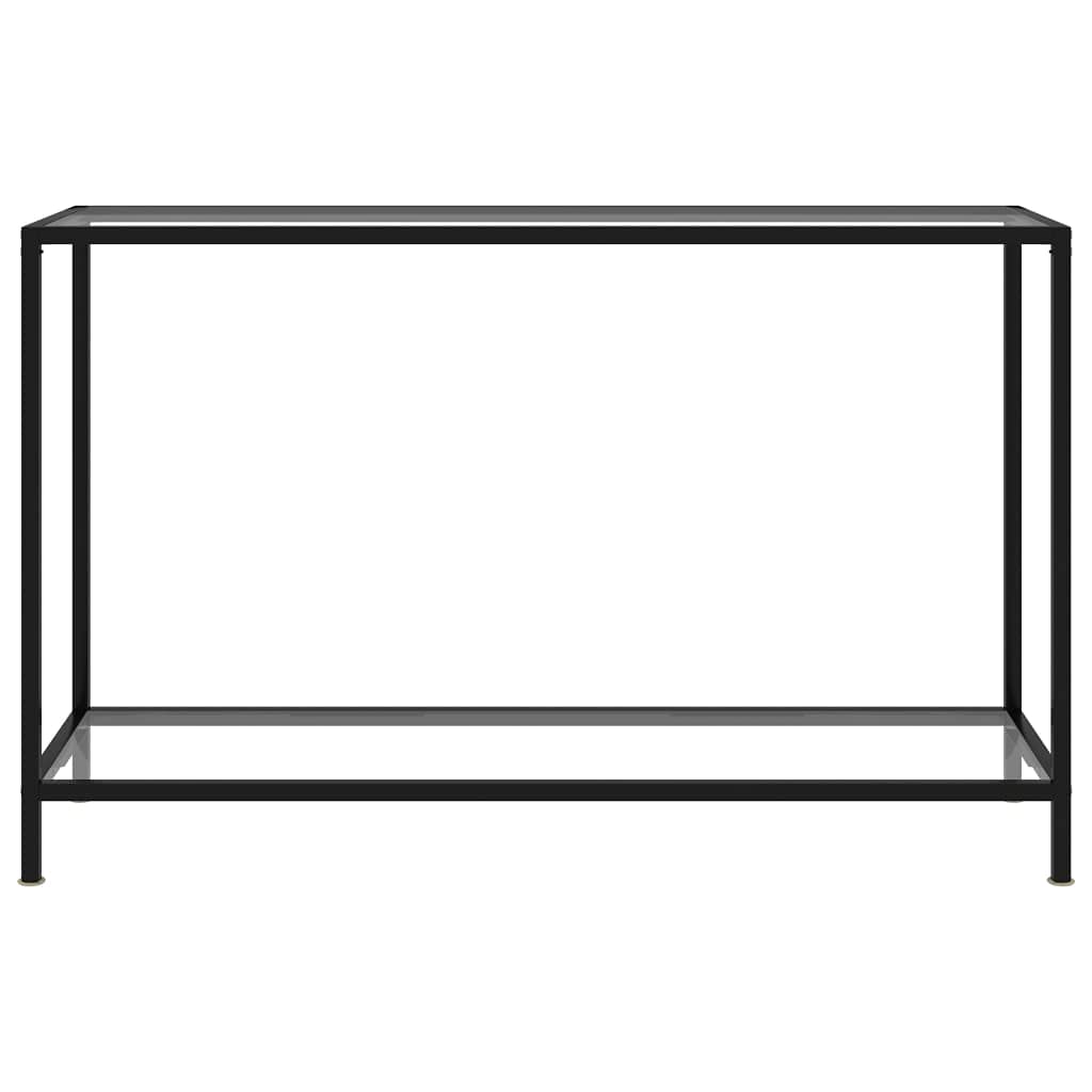 Stolik konsolowy, przezroczysty, 120 x 35 x 75 cm, szkło hartowane z półkami, nowoczesny stolik pomocniczy do salonu, sypialni, przedpokoju