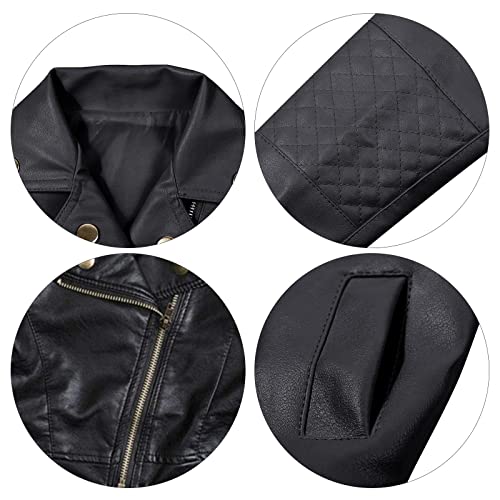 Uniqueone ZJ440B-120 Baby Boys Girls Kids Outfits Spring Autumn Pu Faux Leather Lapel Jacket Oblique Zipper Outerwear Coat Size 4-5 Years/Tag13 thumb #4