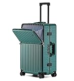 OWOHYG Maletas de Viaje de Negocios con Puerto de Carga USB, Maletas de Alta Capacidad, Color Verde, 20 Pulgadas