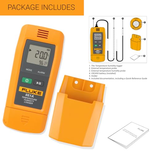 Image of Fluke 961A Temperature Humidity Data Logger FDA Complaint USB Connection 32000 Points Record Capacity -30.0C to 70.0C IP65 Refrigerator Thermometer for Vaccine RH Monitor Freezer Cold Storage (1Pcs)