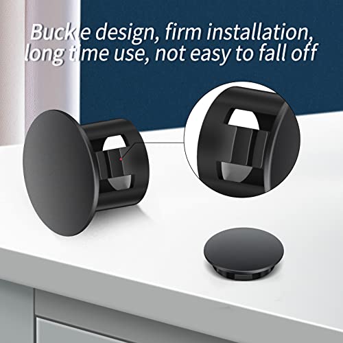Image of 100PCS 1 /4 inch Black Plastic Plugs Hole, Round PA66 Plug Furniture Hole Decorative Cover