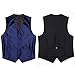 HISDERN Men's Vests Dress Solid Suit Vest for Men 3pc Waistcoat & Tie and Pocket Square Navy Vest Suit Tuxedo Set Wedding Party