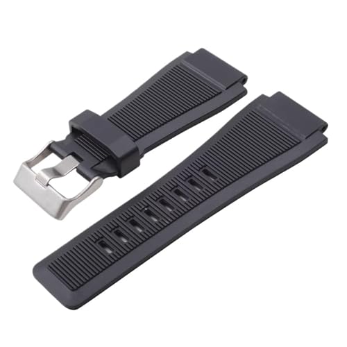 Bracelet de montre convexe en silicone noir 33x24mm pour Bell BR01 BR03