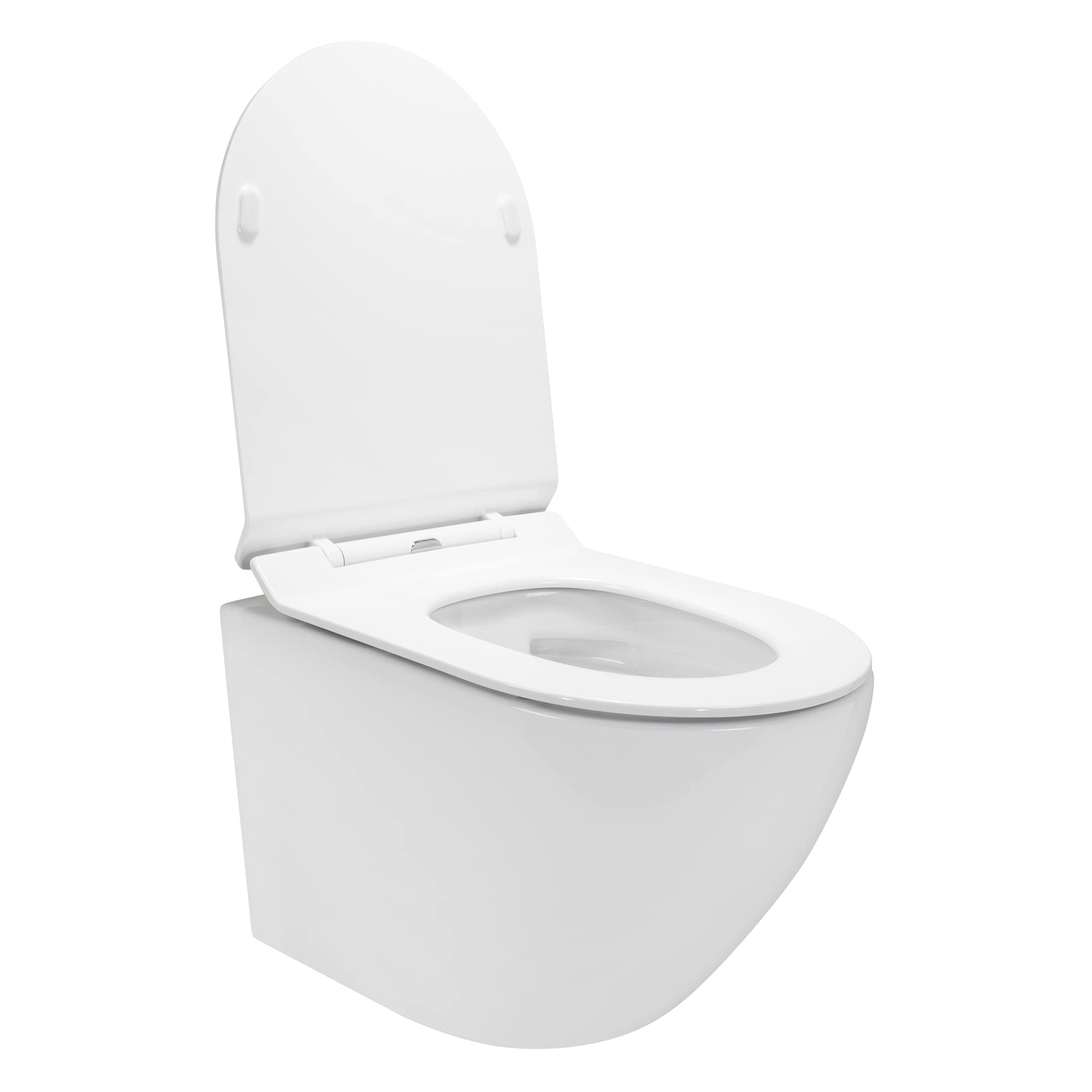 Inodoro suspendido FRANCO Easy Clean Rimless/Rimfree (sin borde) incl. asiento con mecanismo de cierre suave + extraíble en BLANCO