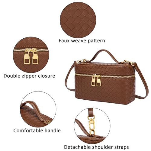 Image of Trendy Shoulder Bags for Women Mini L19 Square Box Satchel Bag Cute PU Leather Crossbody Purse with Adjustable Strap