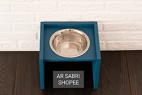 Sabri SHOPEE Large Tall Elevated cat & Pet Feeder Raised cat Food & Water Stand- Includes 1 Extra Stainless Steel Bowls Fixed Height 6 inches (Colour Multi)
