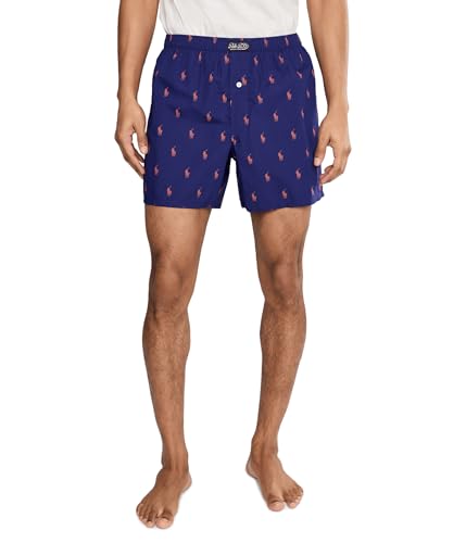POLO RALPH LAUREN Mens Woven Boxer Boston Royal/Spring Melon Medium