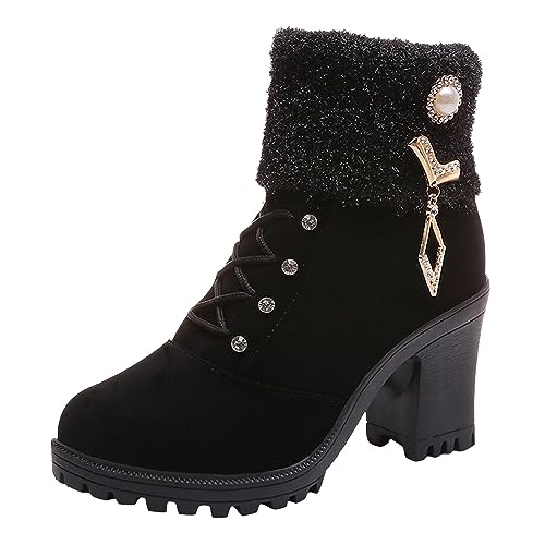 Bottines d'hiver pour femme au design élégant avec talon en métal et isolation laine