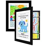 Kids Artwork Frame Changeable (Black) - Magnetic Door Holds...