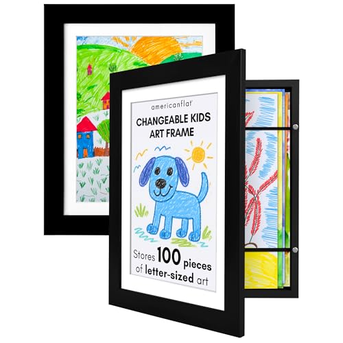 Kids Artwork Frame Changeable (Black) - Magnetic Door Holds...