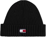 Tommy Jeans Uomo Berretto in Maglia Heritage Core Beanie con Logo, Nero (Black), Taglia Unica