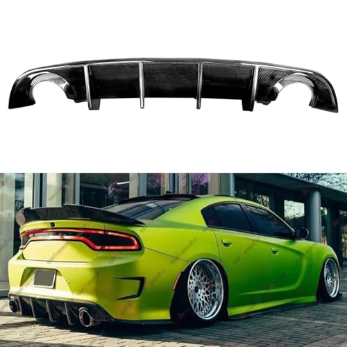 WheelX Rear Diffuser Compatible with 2015-2023 Dodge Charger Rear Bumper Lip Splitter Fit for SRT Hellcat Scat Pack 392 GT R/T Daytona (Carbon Fiber Pattern)