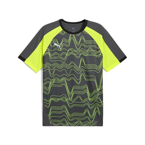 Puma individualLIGA Graphic Jersey, Maglie Uomo, Galactic Gray-Yellow Alert,