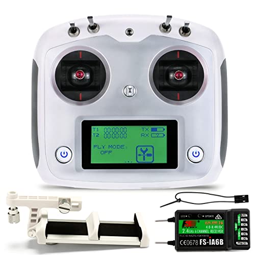 HTLNUZD Flysky FS-i6S Transmitter 2.4G AFHDS 2A RC Touchscreen 10CH Radio Controller with FS-iA6B 6CH Receiver, for RC Quadcopter Multirotor Drone (FS i6x &Support Holder)