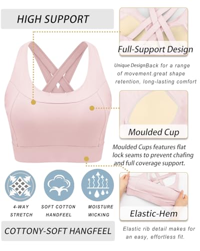 Image of RUNNING GIRL Sports Bra for Women High Support,Strappy Running Supportive High Impact Sports Bras with Sewn in Pads