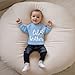 Newborn Baby Boy Knit Sweater Outfit Little Lil Brother Long Sleeve Letter Embroidery Top Sweatshirt Infant Fall Clothes (Light Blue, 0-3 Months)