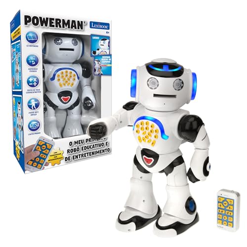 LEXIBOOK, Powerman, Robot Educativo Jugar y Aprender, Efectos Luminosos y sonoros, Blanco, Português, ROB50PT