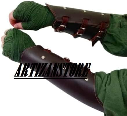 ARTIZANSTORE Medieval Leather Arm Guard Bracers Greaves Reenactment Armor LARP Costume