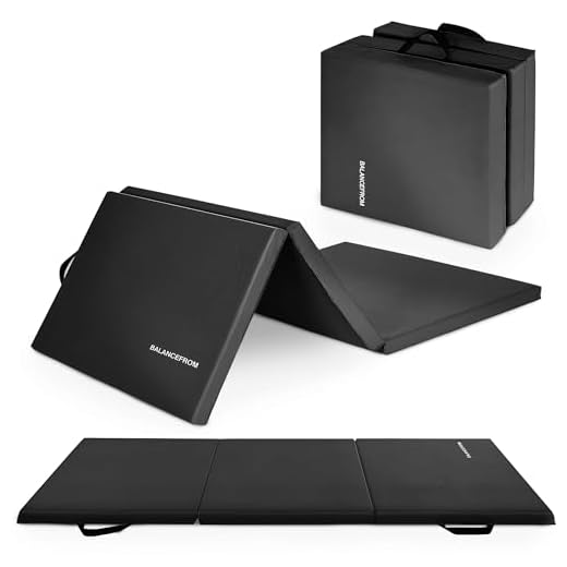BalanceFrom 2 Inch Thick Tri-Fold Folding Exercise Mat with Carrying Handles for MMA, Gymnastics and Home Gym Protective Flooring (Black)