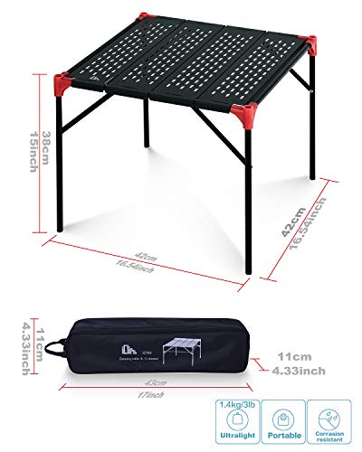 iClimb Mesa Plegable Extensible Ultraligera de Aluminio Negra, Área Grande de Mesa, Compacta para Camping y Actividades al Aire Libre, Tamaño Pequeño miniatura 3