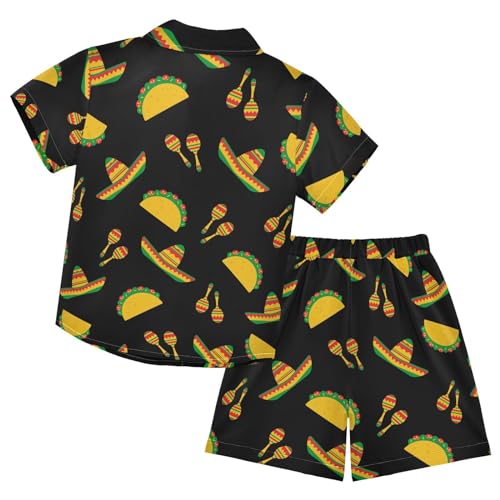 Seamless Cinco De Mayo Mexican Short Sleeve Hawaiian Button Down Shirts and Short Sets for Boys Summer Outfits2