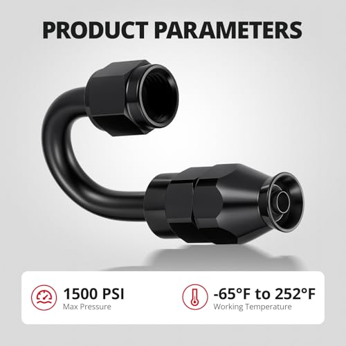 Image of EVIL ENERGY 4AN PTFE Hose End Fitting 180 Degree Black for PTFE Hose Only 4PCS