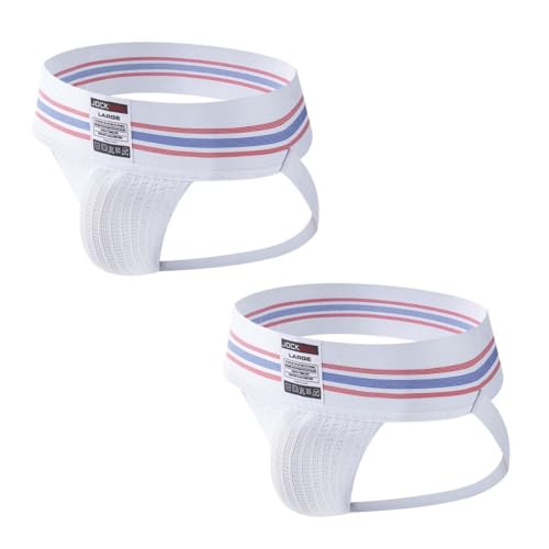 JOCKMAIL Mens JockStrap Underwear Athletic Supporter for Men Breathable Cotton Underwear 2-Pack