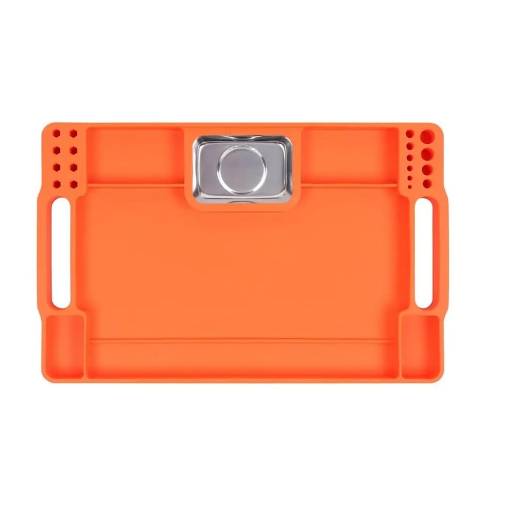 Support à outils en silicone orange : tapis de rangement de mécanicien pour atelier