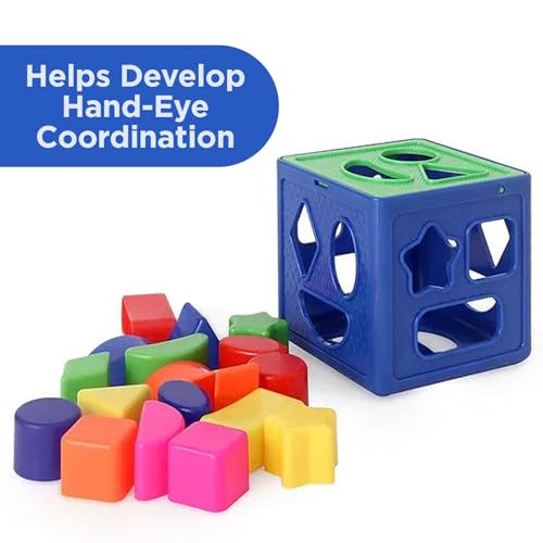 Image of Shape Sorter Toys for Kids 1+ Years - Wooden Shapes Puzzles, Color & Shape Matching Cube | Montessori Sorting Toy for Toddlers, Fine Motor Skills Development