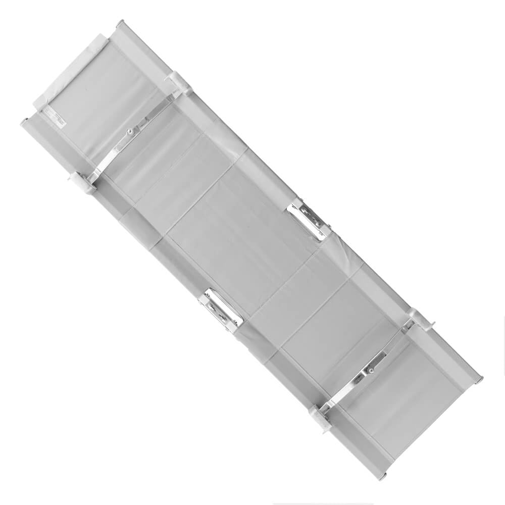 Krankentrage Modell B, DIN 13024, 2 x klappbar, Aluminium, 230 x 56 x 14 cm aus Kunststoff, Aluminium, Stahl, Art.-Nr. 50662 | Rettungstrage | Krankenliege | Transportliege