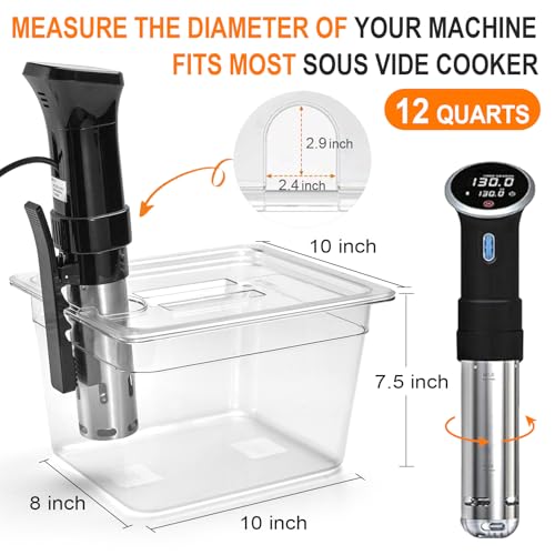 HOMENOTE Container 12 Quart with Lid & Rack and Sleeve - BPA Free Complete Sous Vide Accessories Kit with Cookbook For Anova and Most Sous Vide Cookers