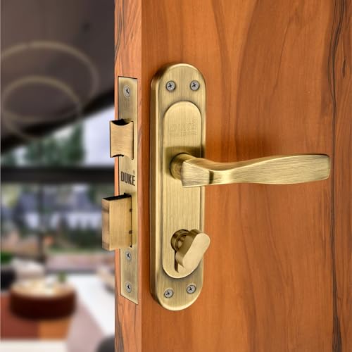 Image of Duke Mortice Door Lock Set 1004 BA CY for Main Door, Kitchen, Bedroom, Office, Hotel Brass Lock Body with Brass Cylinder Brass Antique Colour 190 MM (8 INCH)