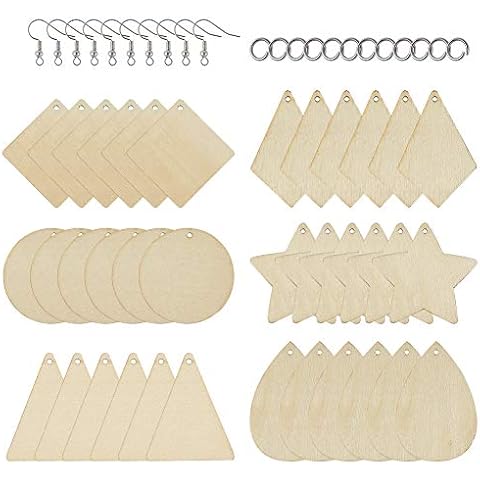 Beadthoven 60 Stück Holz-Ohrring-Anhänger in 6 Stilen Cover