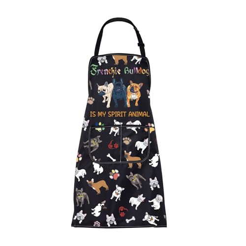 BNQL Grembiule con tasche Bulldog francese Regali Bulldog francese Bulldog francese Is My Spirit Animal Bulldog francese Grembiule da cucina, Grembiuleb Birra Gamberi, L