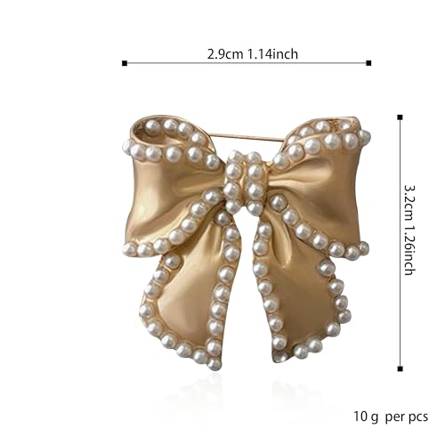 Image of Cute Pearl Flower Brooch Pin,Bowknot Bow Tie Suit Pin Pearl Silk Scarf Buckle Daisy Flower Brooch Jewelry for Women Birthday Gifts