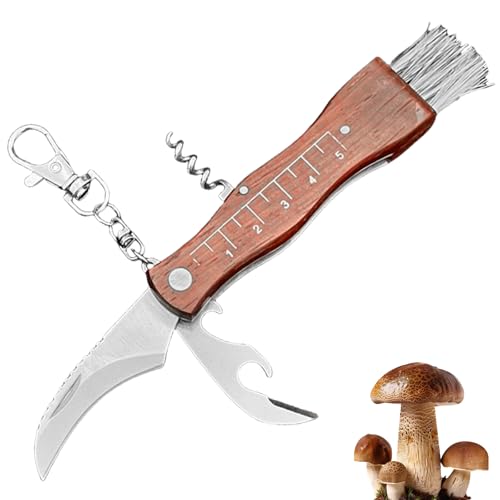 Navaja plegable para setas: navaja multifuncional grande con sacacorchos y cepillo, navaja plegable para trufas para recolectores de setas