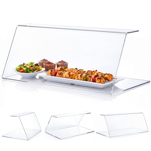 Briwooody Sneeze Guard for Counter Acrylic with Anti-slip Pads for Catering, Buffets, Restaurants, 23.62 x 12.2 x 9.45 Inches