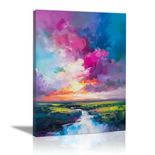 Impression sur toile paysage abstrait encadrée décoration murale moderne 50x70cm