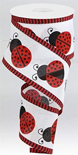 Craig Bachman 2.5 Ladybug Thin Stripe Ribbon: Red (10 Yards) - Craft Floral Arrangement Gift Wrapping Wired Edge Ribbon