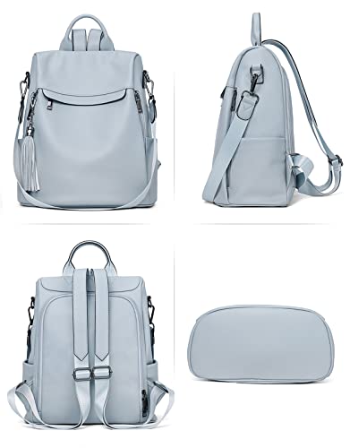 Telena Backpack Purse For Women, Pu Leather Anti Theft Travel Backpack Purse Shoulder Bags With Tassel Dusty Blue #TOP4