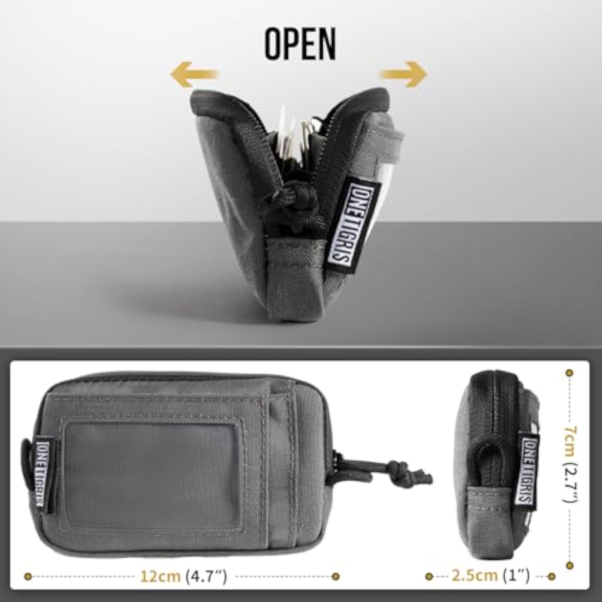 Front Pocket Wallet with Zippers, Tactical Nylon