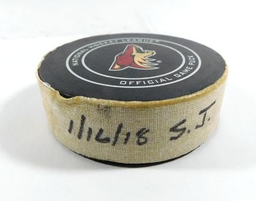 2018 Arizona Coyotes vs.San Jose Sharks Game Used Puck 1-16-18 AA0023658 - NHL Unsigned Game Used Pucks