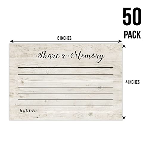 TENTADO Share A Memory Cards, 50 Rustic Wood Cards and Sign for Wedding, Birthday, Celebration of Life, Funeral, Retirement, Graduation, Life Memories, Guest Book Alternative Advice Game.